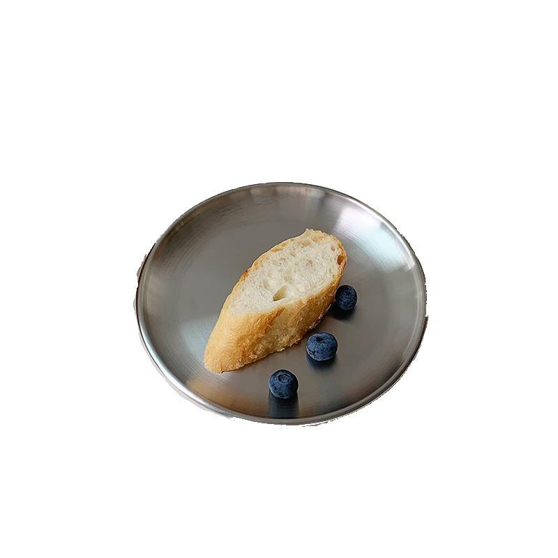201 Stainless Steel Plate,Korean Barbecue Plate Snack Bone Bread Plate，Round Metal Cup Fruit Dessert Tray ，Kitchen Organizer