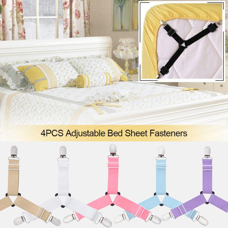 Adjustable Elastic Bed Sheet Clips Grippers Set Linen Fasteners Way Sides Suspenders Sheet Holders Mattress Strapsit Bedding