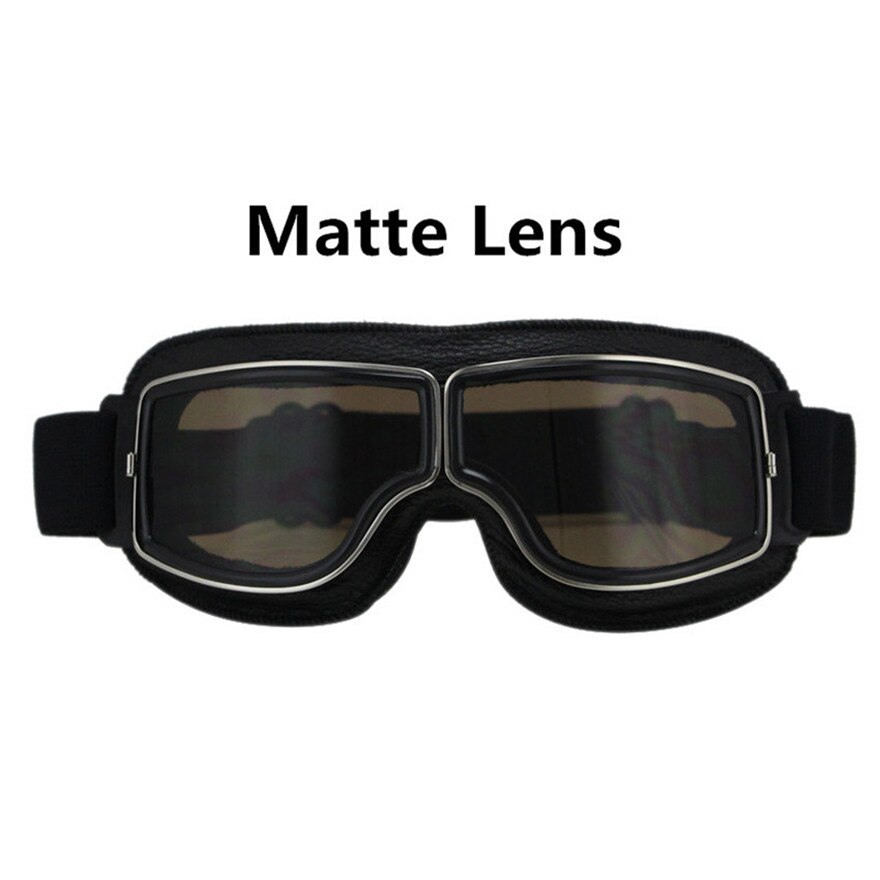 Latest Vintage Leather Motorcycle Goggles Collapsible Goggles Vintage Motorcycle Glasses Jet Pilot 4 Color Sunglasses: dark lens