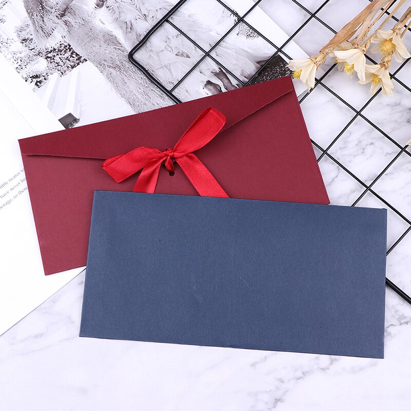 Sobres de papel con lazo clásico para boda, sobre de invitación, 4 colores, 22x11cm, 1 unidad