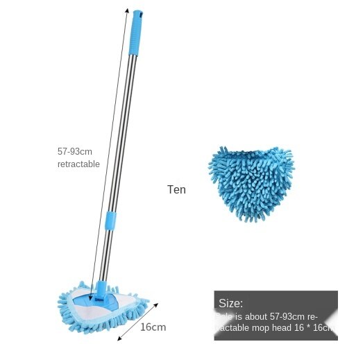 Triangle Dust Removal Small Mop Household Lightweight Mop Universal Ceiling Artifact Retractable No Dead Angle Mini Lazy: Light Green