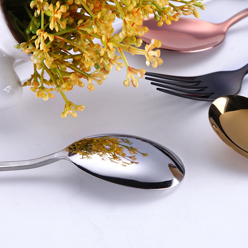 Rainbow Stainless Steel Mirror Tableware Knife Fork Spoon Flatware Dinner Set Rainbow Rose Western Style Dinnerware Cutlery