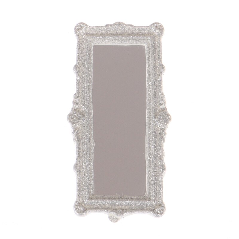 1 st 1/12 skala metall praktiskt badrumshus miniatyr vintage glod sliver roséguld fåfänga mini spegel dockor möbelleksak: Silver-