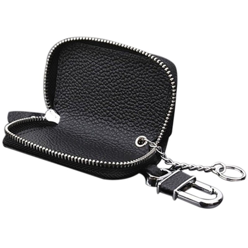 Men Car Remote Control Key Case Universal PU Leather Zipper Key Case Organizer Women Keychain Cover Bag Pouch Purse