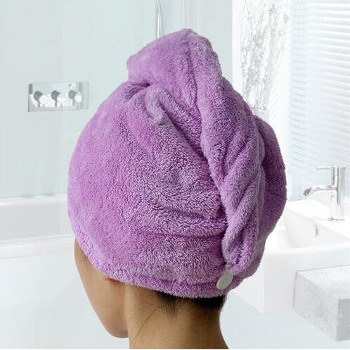 Gorro de microfibra secado rápido turbante Toalla de baño gorro de secado rápido: Purple