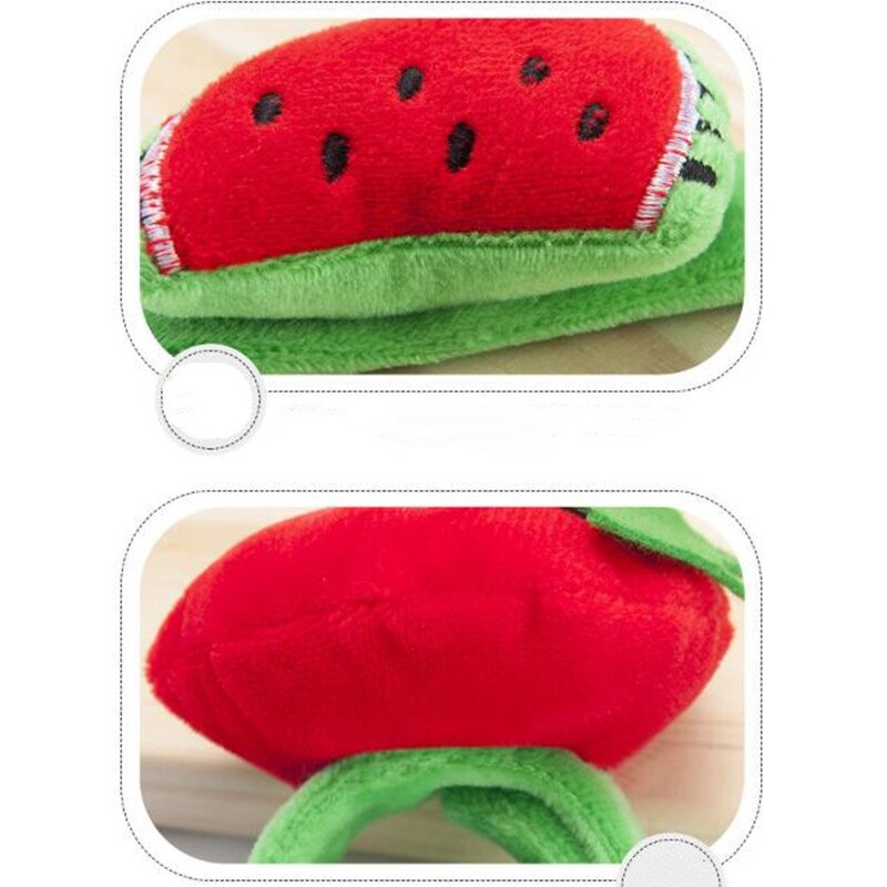 1 stk plys legetøj frugt pop ring børn sjov blød pp bomuld æble jordbær gulerod avocado vandmelon smykker dekoration legetøj