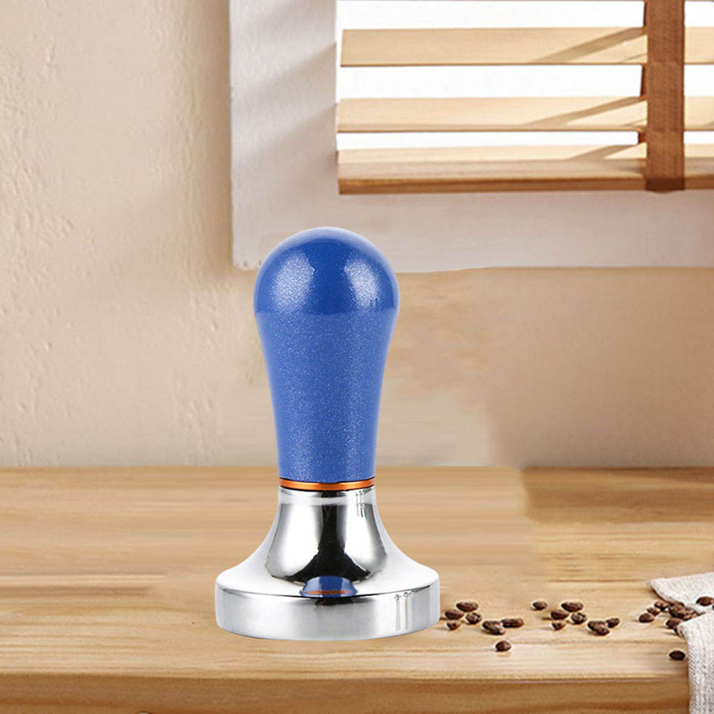 Aluminum Alloy 57.5mm Coffee Tamper Espresso Tamper Tool Flat Base Coffee Tamp Tool for Kitchen: Dark Blue