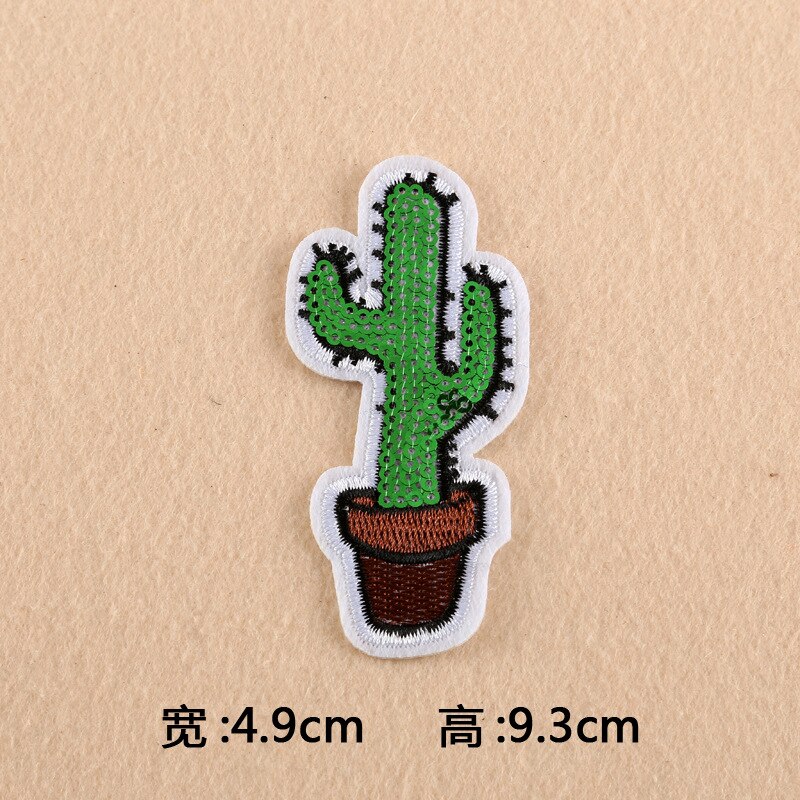 Cartoon kokospalmen en cactussen ron-on patches voor kinderkleding borduurwerk donsjack schattige doe-het-zelf pailletten applicatie badge: 01