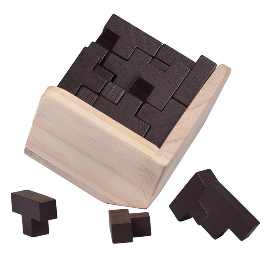 54Pcs/Set Wooden T Shape 3D Puzzles Building Brain Teaser Luban Interlocking Toy: Default Title