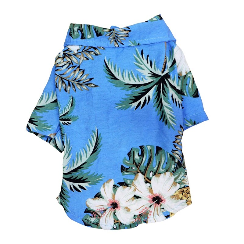 Zomer Pet Gedrukt Kleding Voor Honden Bloemen Strand Overhemd Jassen Hond Jas Puppy Kostuum Kat Lente Kleding Huisdieren Outfits: Blue Coconut tree / M