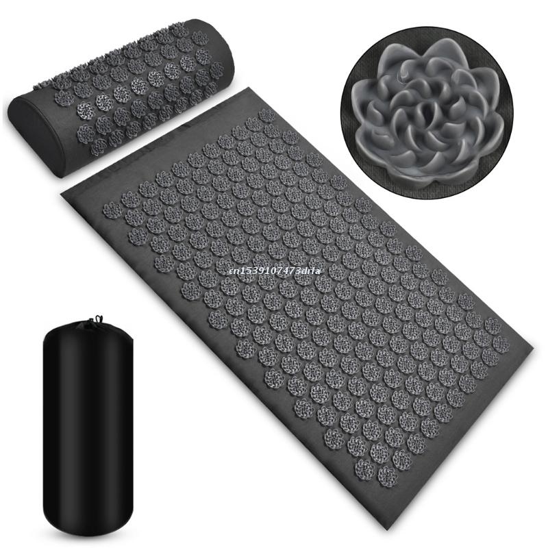 Yoga Acupressuur Mat Antislip Massage Tapijt Voet Back Hals Pijnbestrijding Mat Pad Spier Stress Ontspanning: Gray