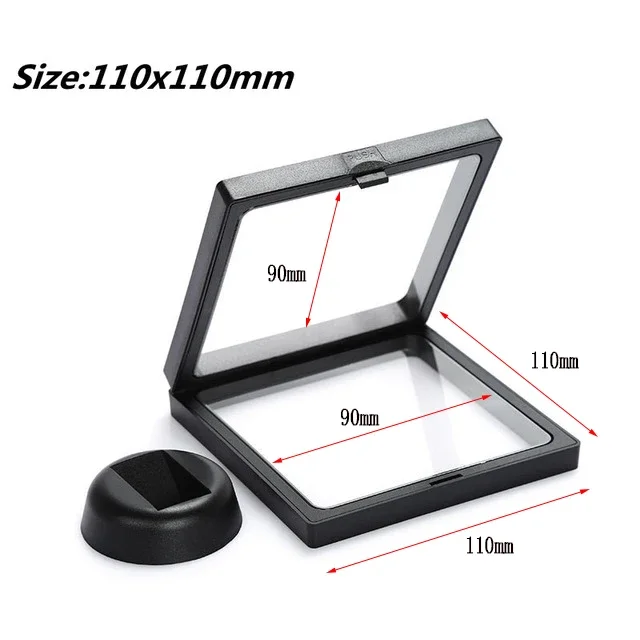 3D Floating Picture Frame Shadow Box Jewelry Display Stand Ring Pendant Holder Protect Jewellery Stone Presentation Case: Blue
