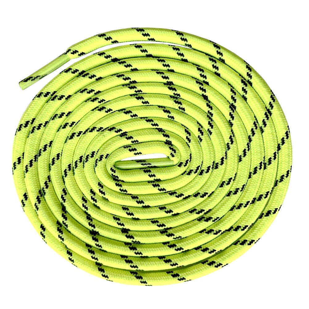 Round Shoe Laces of Polyester Shoelace Strings for Working Hiking Boots 120 - 140 CM: neon yellow  black / 120CM