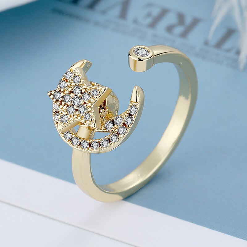 Vrij Draaien Vlinder Ringen Voor Vrouwen Zirkoon Crystal Spinner Fidget Ring Anti Stress Angst Ringen Vintage Sieraden Bague: 3