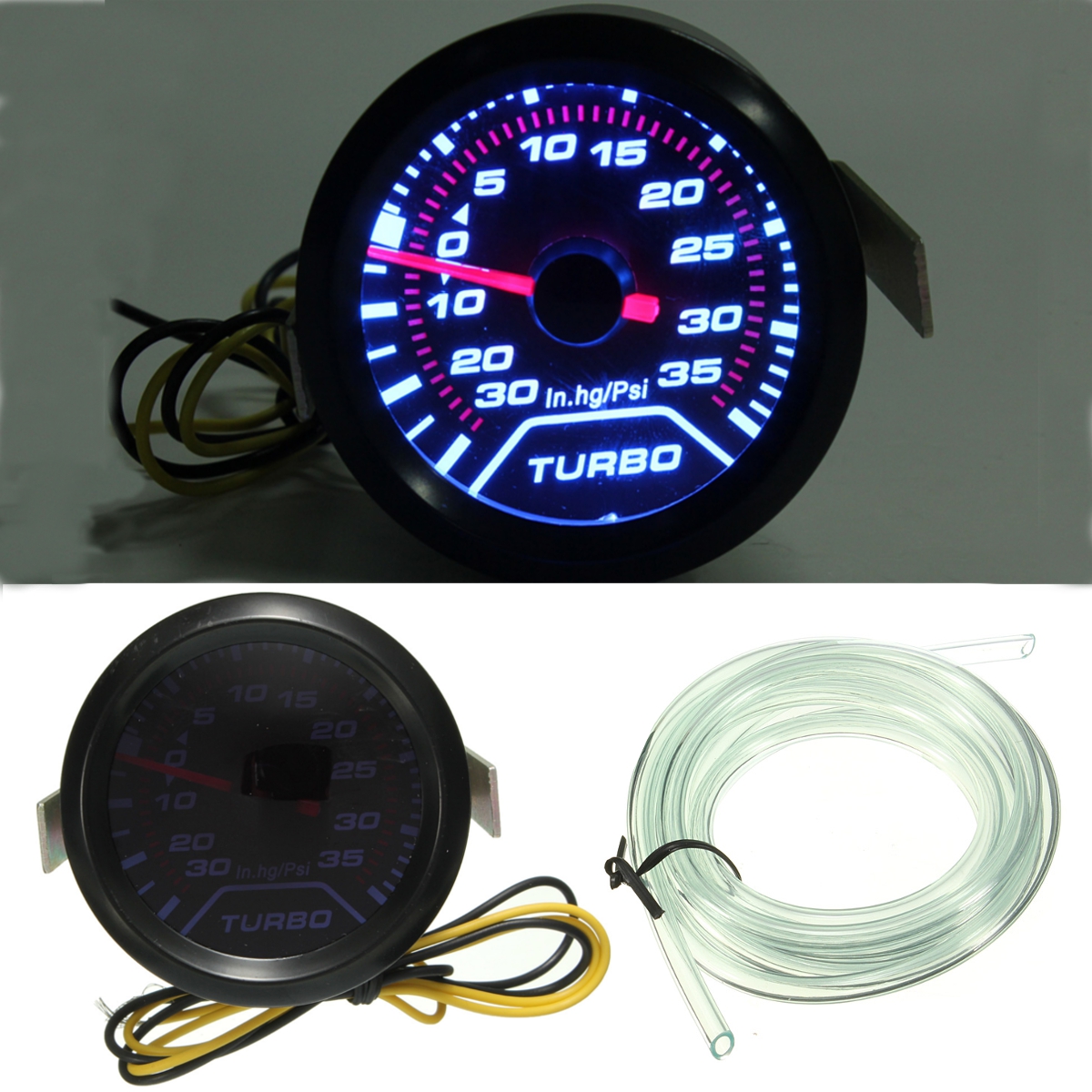 52mm PSI Turbocharger Meter 1 x Turbo boost gauge And U bracket Screws kit And Plastic hose For 2"/52mm Diameter Gauge