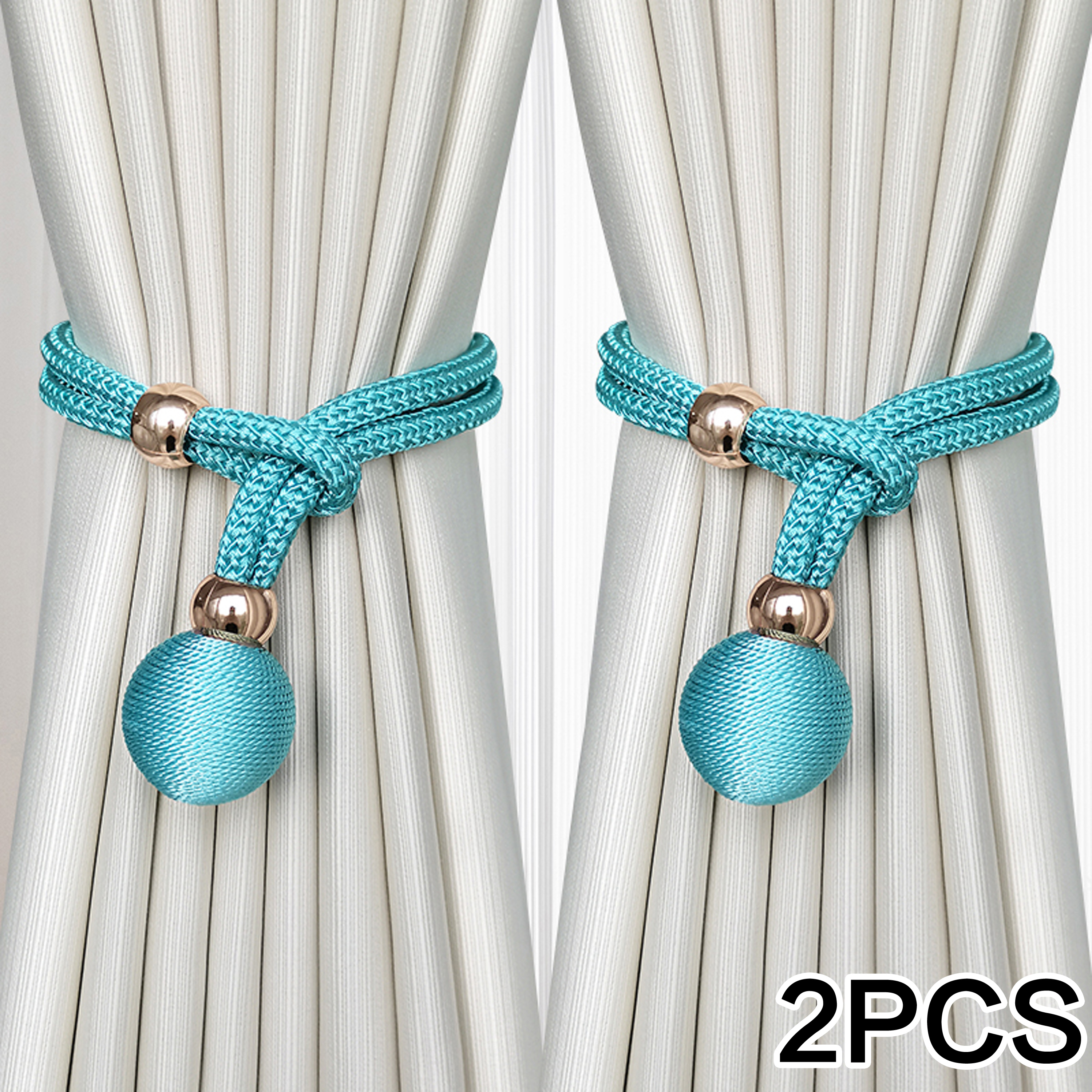2 stk. justerbare gardinbånd av høy kvalitet, franske baller, praktiske draperte bånd, dekorative gardinfester, gardinbånd: Marineblå