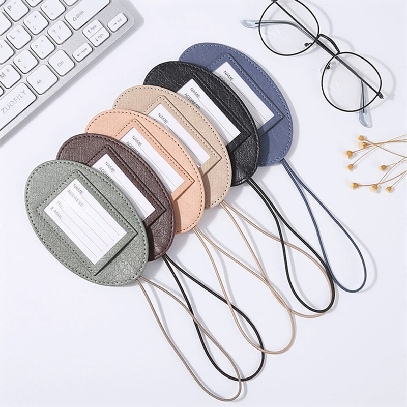 1PC Travel Accessories Luggage Tag Round PU Leather Suitcase ID Addres Holder Baggage Boarding Women Men Portable Label