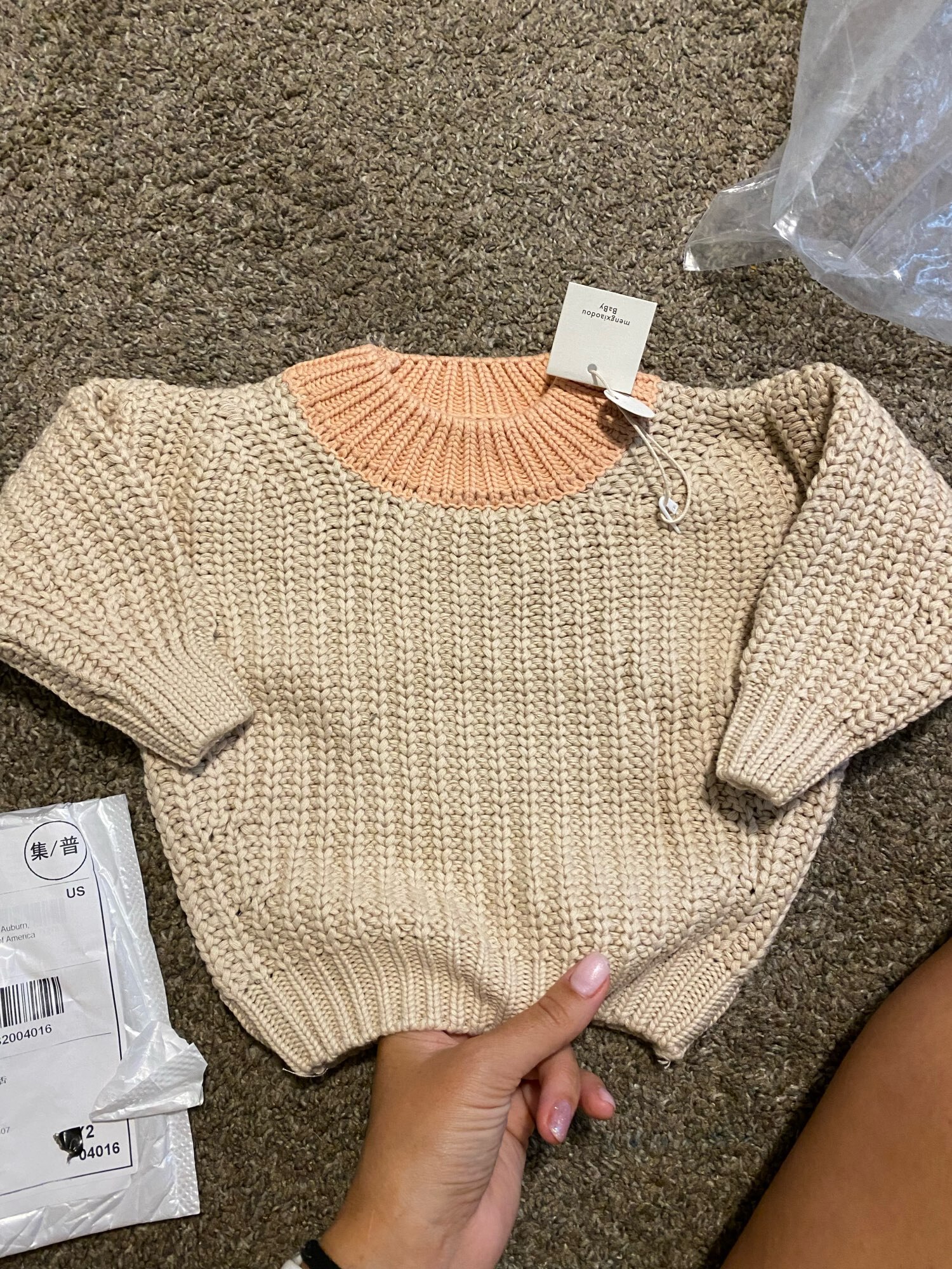 Herfst Baby Meisje Gebreide Trui Lange Mouwen Losse Trui Voor Baby Boy Gebreide Tops Casual Kinderen Trui: 43254254234beige / 12M  80cm