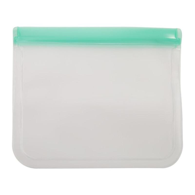 Reusable Silicone Food Storage Bags Leakproof PEVA Fruit Food Freezer Bag Fruit Meat Milk Organizer Ziplock Kitchen Supplies: Green 21.5x18cm