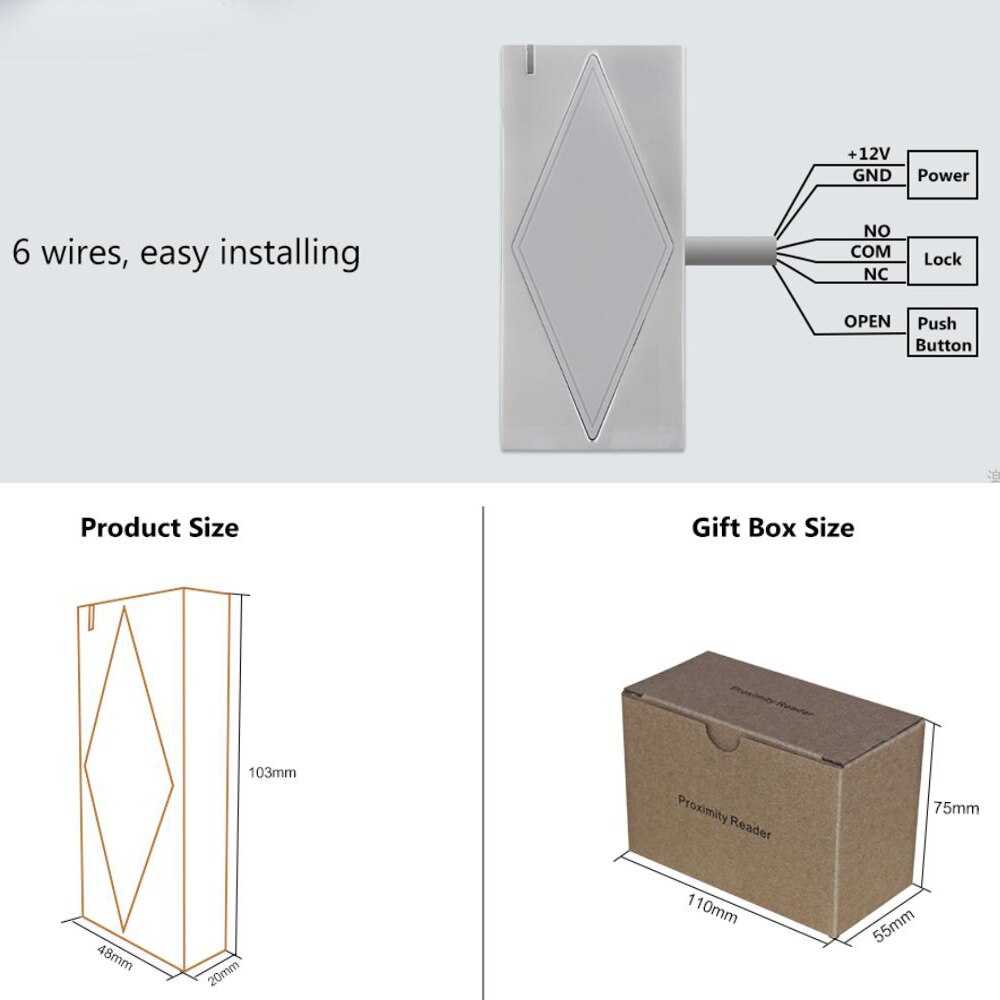 Standalone Metal Rfid door access control system 125Khz Proximity card reader 2000 user with Management card IP66 Waterproof