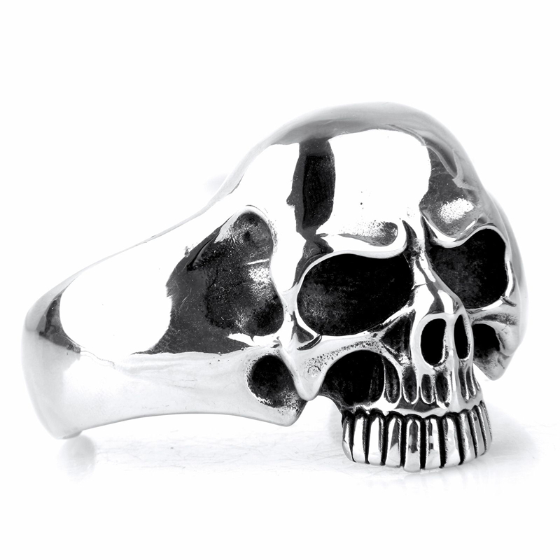 Fashiong Metal Huge Heavy Skull Motorcycle Exaggerated Punk Open Bracelet for Men Jewelry: A3701-Silver