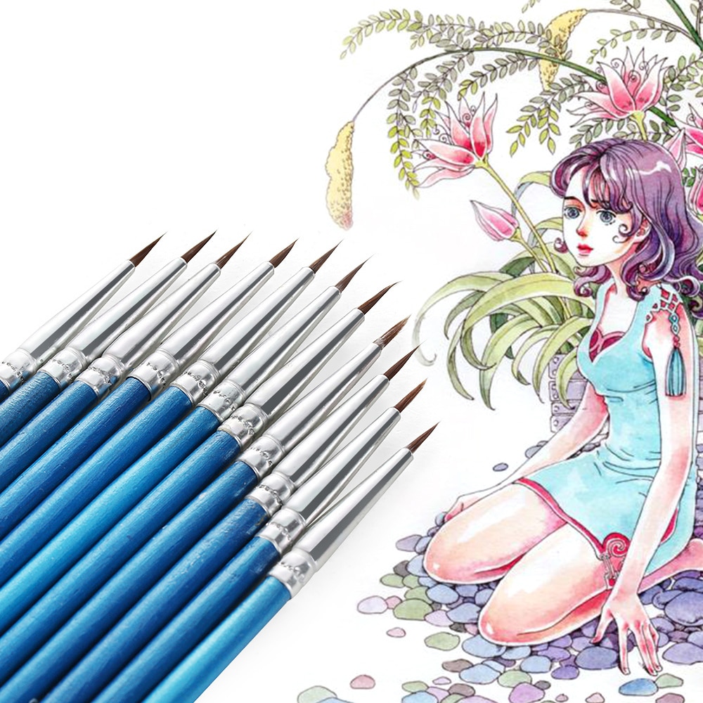 10 Pcs/lot Point Tip Pastry Baking Tools Nylon Fiber Hair Line Drawing Pen Artist Paint Brush Fondant Cake Decorating Tool