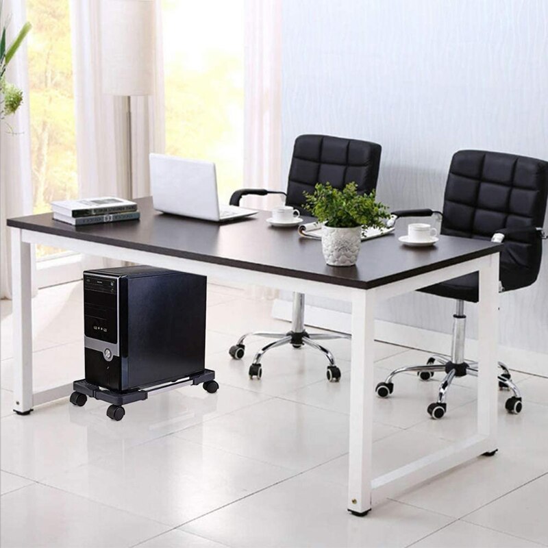 Mobile CPU Stand Computer Tower Holer with Locking Caster Wheel & Adjustable Width Fits Most Gaming PC Under Home Office Desk