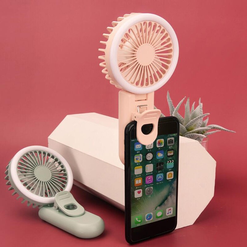 Selfie Led Ring Licht Met Ventilator 3 Niveau Licht Draagbare Mobiele Selfie Lamp Clip Telefoon Oplaadbare 800Mah Fotografie