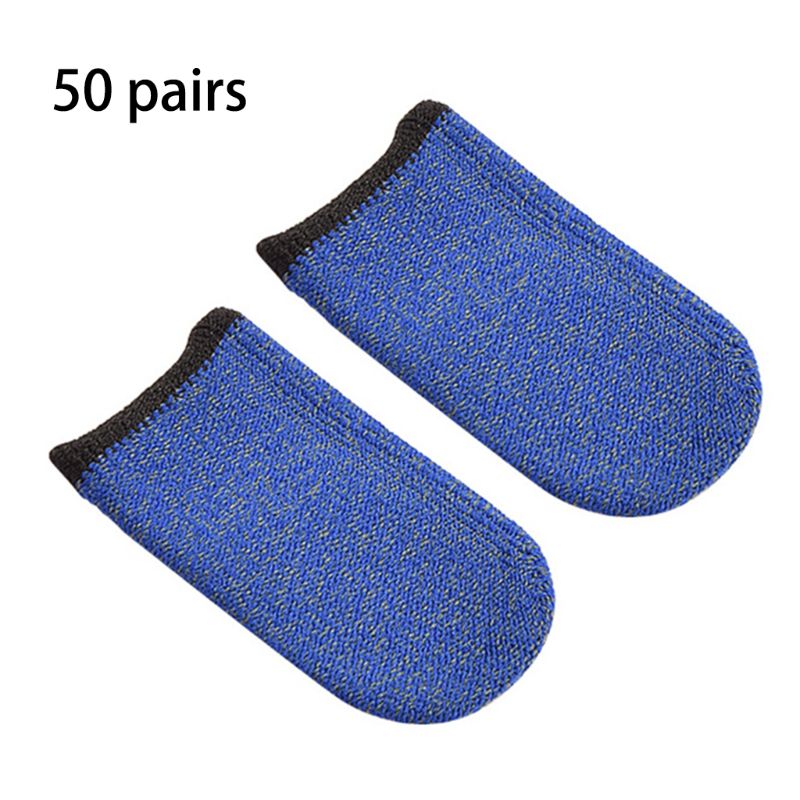 50 Pair Sweat-Proof Knitted Fabric Finger Cover Game Touch Screen Thumb Game Pad Finger Sleeves for Gaming Accessories Kit: C