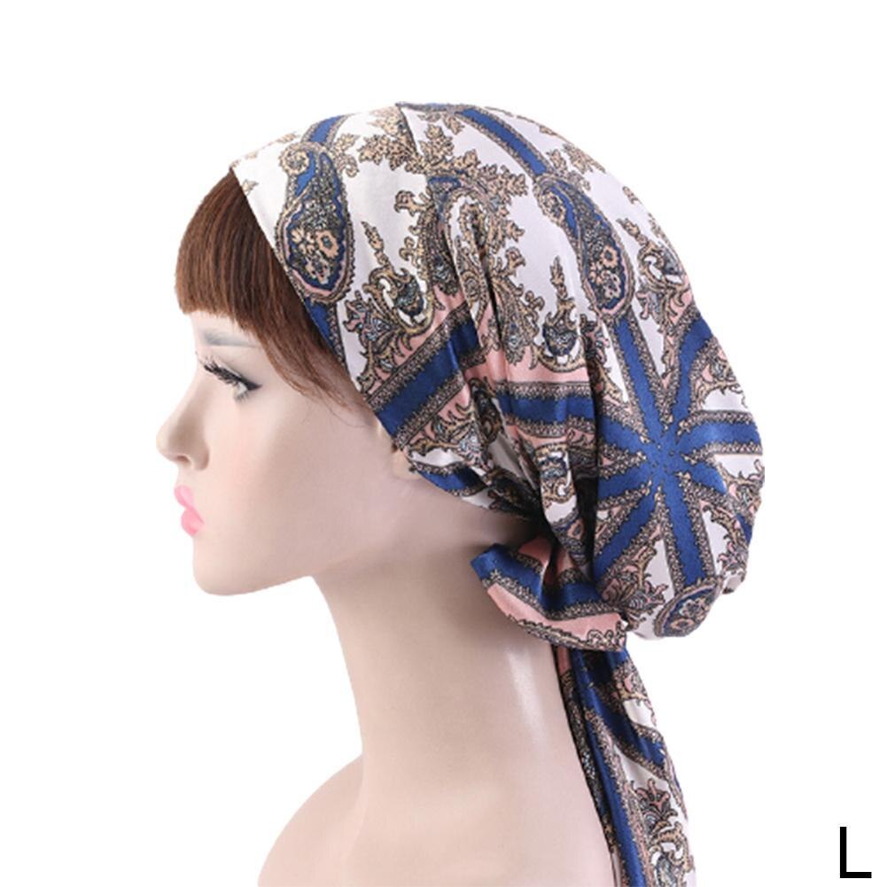 Soft Silk Women Night Sleep Shower Cap Adjustable Ladies Long Hair Care Bonnet Headwrap Hat Durag Soft Satin Hats Accessories: L