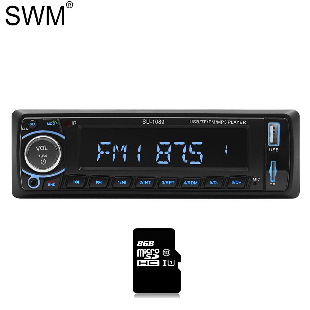 SWM Tape Recorder Car Audio Cassette Player Handsfree Bluetooth MP3 Player AUX USB FM SD Car Radio LCD Display Stereo Audio 1089: Radio with 8GB Card