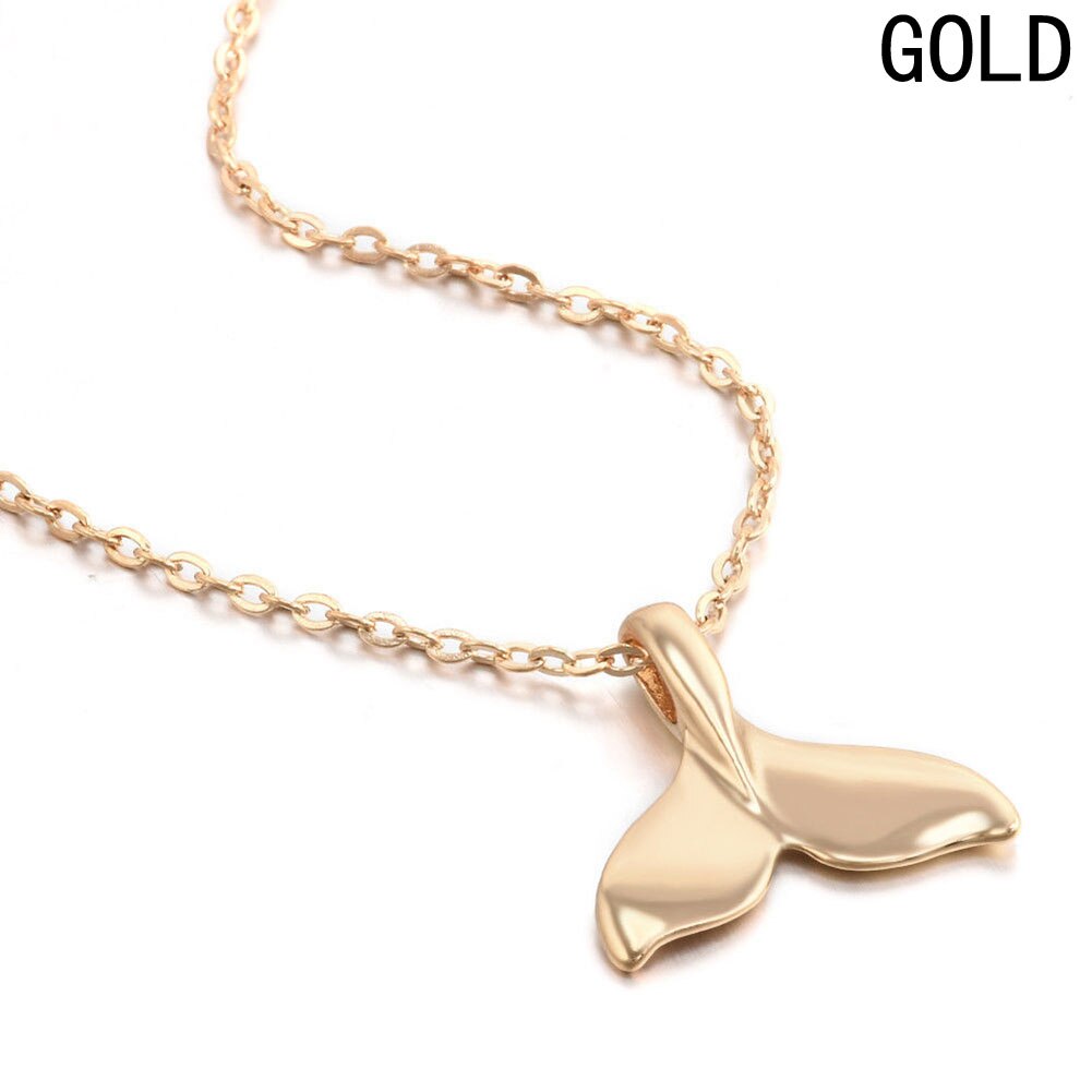 Dyr kvinder halskæde hval hale fisk nautisk charme havfrue haler halskæder smykker: Guld