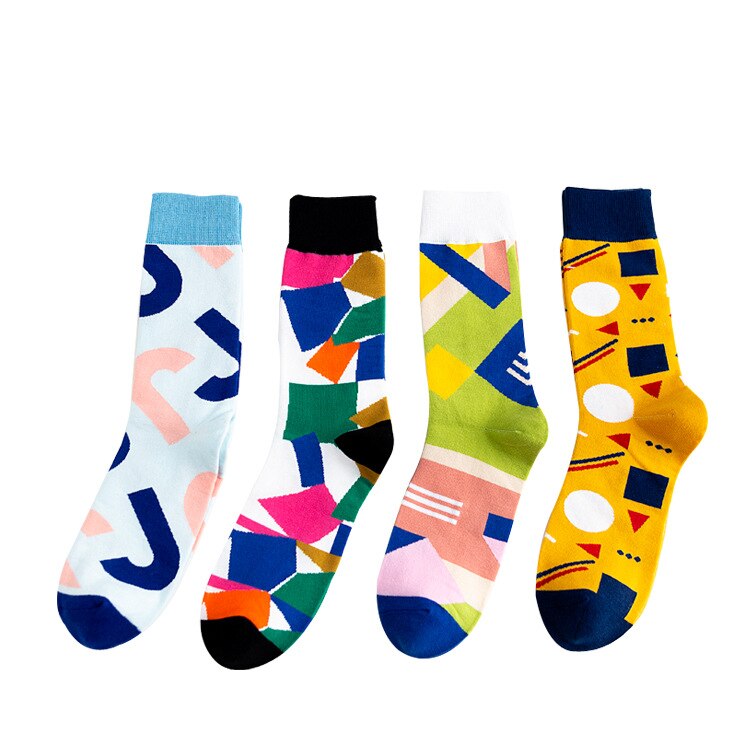 Cotton Socks Man Autumn Personality Men's Socks Cotton Geometric Men Anti-friction Motion Happy Socks