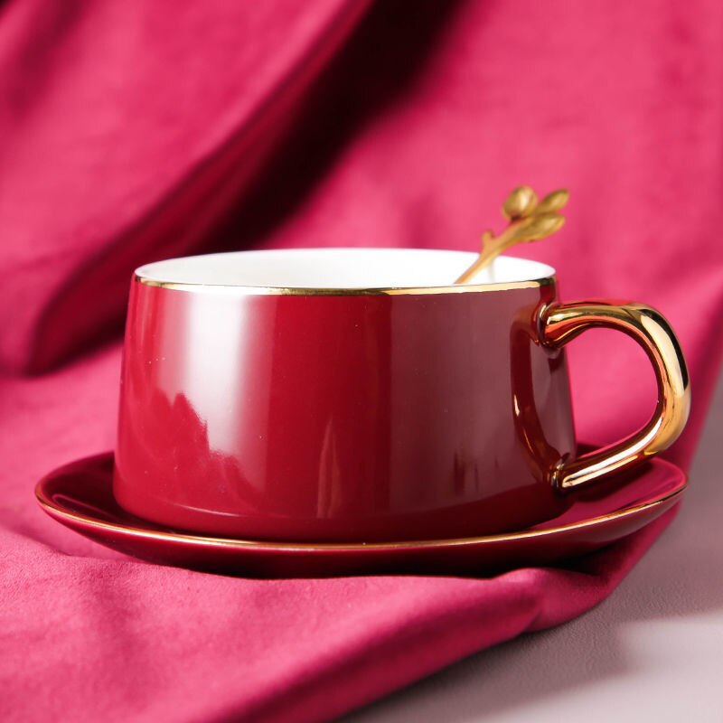 Pair of ceramic coffee cups and saucers, set of single european mugs, cups with spoons and lids, espresso cups, espresso cups, tazas: A