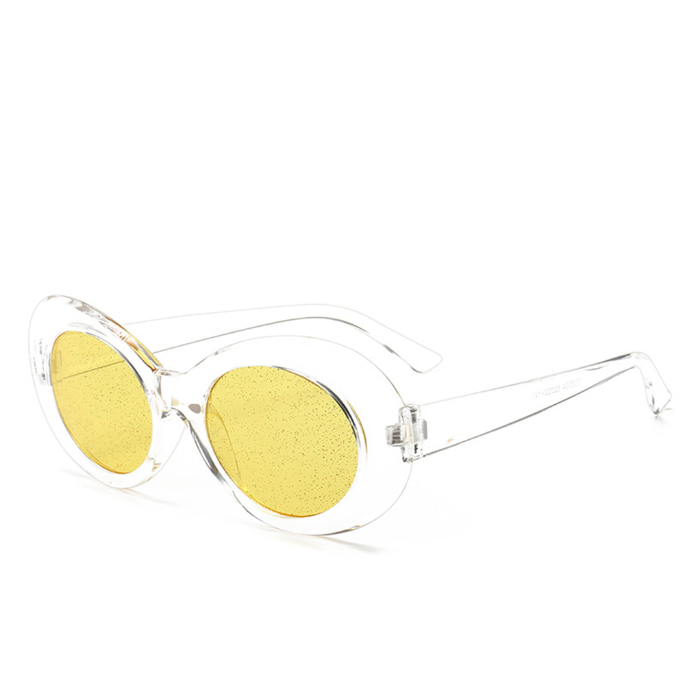 Ovale briller slik farve solbriller kvinder solbriller linse legeret solbriller kvindelige brille stel driver briller glitter: Gul gennemsigtig