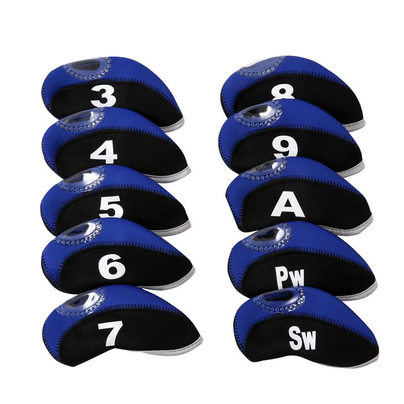 None 10pcs/set Number Pattern Golf Iron Rod Head Covers Protector Golf Rod Sleeve Accessories: blue