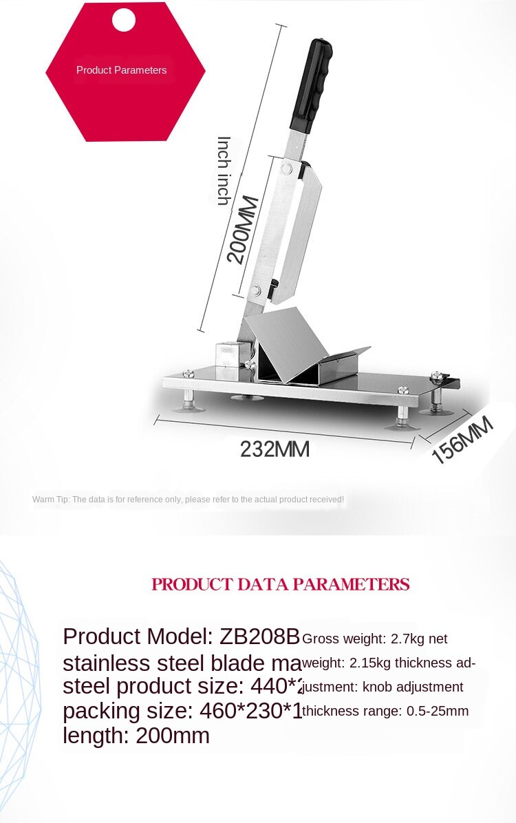 Lamb Roll Slicer Household Manual Stainless Steel Frozen Meat Cutting Machine Fat Cattle Machine Pot Meat Cutting Machine