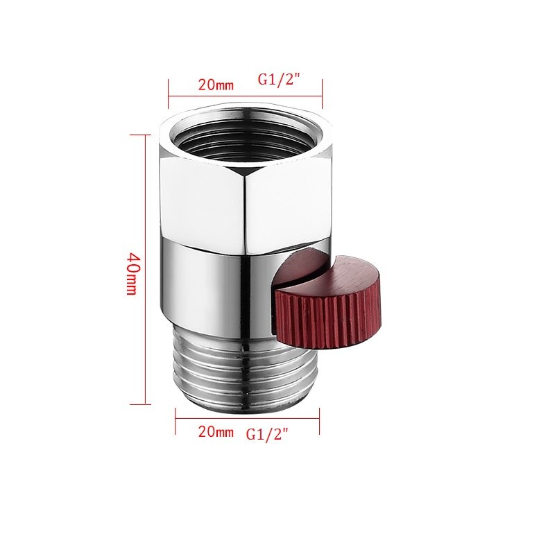 Bathroom Shower G1/2 Inch Brass Junction Water Flow Control Valve Straight-through Shut-off Angle Valve Hand shower quick switch: red chrome
