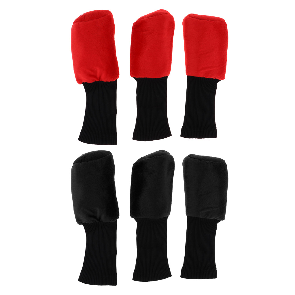 3 Pcs Duurzaam Lichtgewicht Golf Hoofd Zwart Rood Cover Accessoires Headcover Beschermer Voor Driver Fairway Wood Head