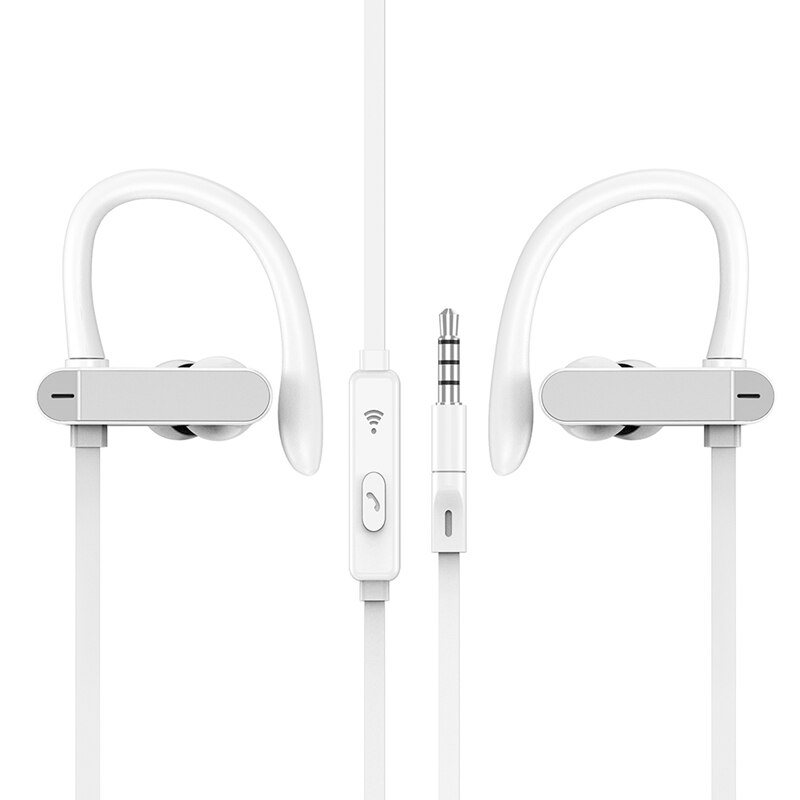 Oorhaak Sport Oortelefoon Mode Muziek Bass Hoofdtelefoon Lichtgewicht Bedrade Microfoon 3D Stereo Oortelefoon Multifunctionele Headset: white silver