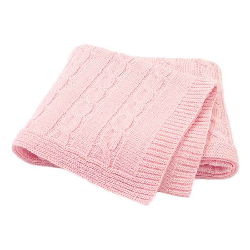 Baby Blanket Knitted Newborn Blankets Soft Wrap for Toddler Bedding: Pink
