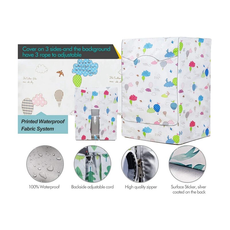 Drum Washing Machine with Teddy Bear Floral Print Cover for Washing Machine At 8/9/10 KG Dedicated