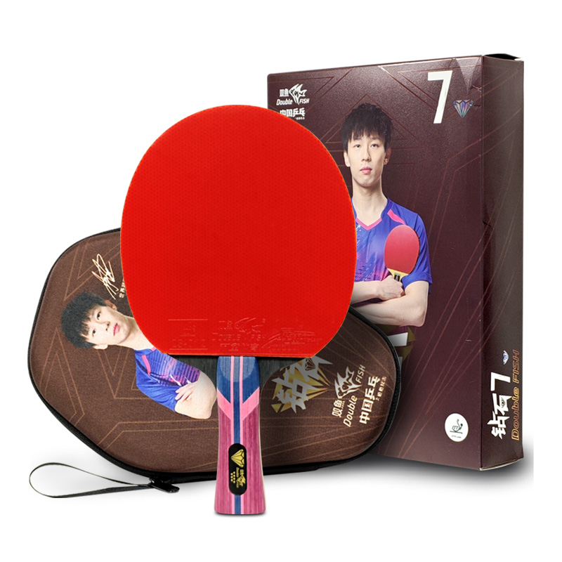 DUBBELE VIS Tafeltennisracket Diamond 7-sterren professionele pingpongracket Paddle 5 hout Carbon Bat Goede snelheid en controle: Default Title