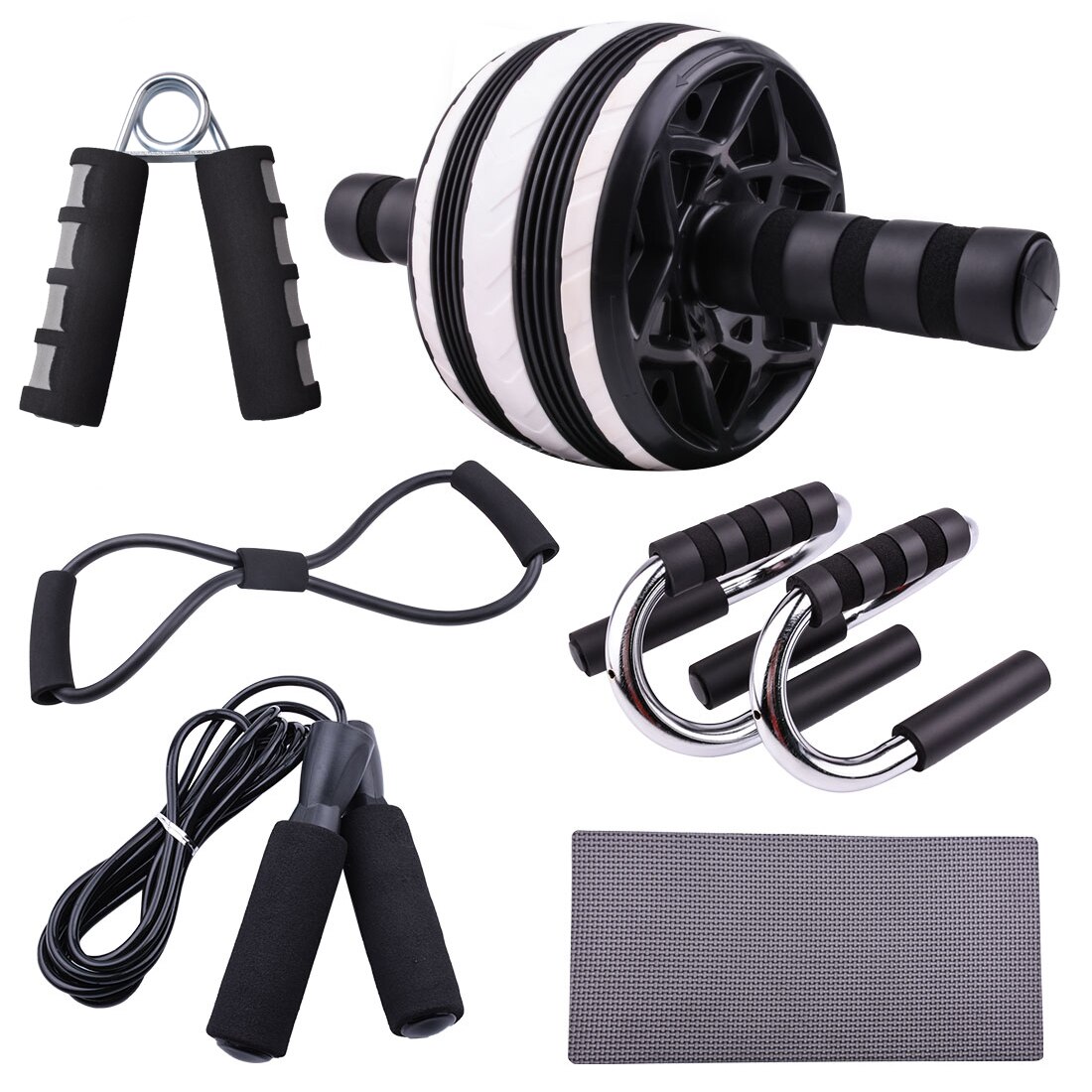 Core Fitness Ab Roller Wheel Set Workout Equipment for Home Men Women Abdominal Exercise Trainer Kit Push Up Bar Jump Rope