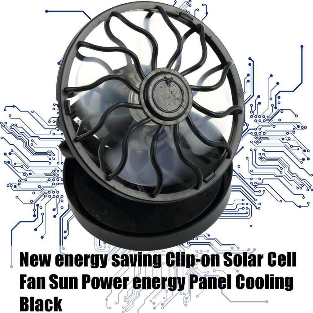 Energy Saving Clip-on Solar Power Cell Fan Sun Energy Panel Cooling Cool Black Portable Summer For Traveling Fishing Climbing