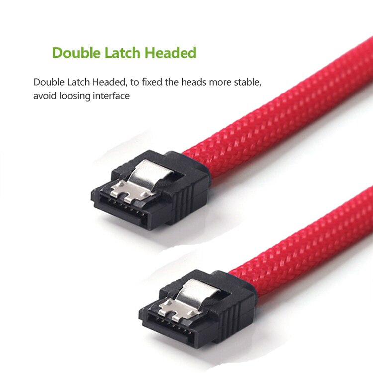 Lingable sata 3.0 iii sata 3 7 pin datakaapelit 6gb/ s ssd kaapeli hdd kiintolevyaseman johto linja nylon hihainen musta sininen punainen valkoinen: Punainen