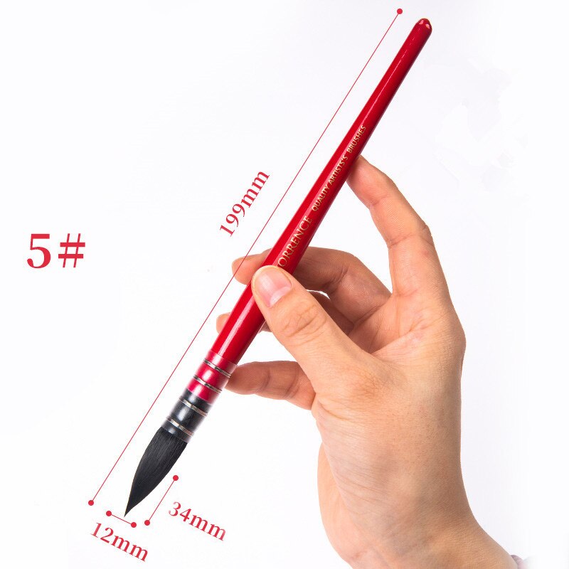 Pincel de pelo de ardilla para pintura de Acuarela, Pinceles puntiagudos de para acuarelas, 1 unidad: number 5