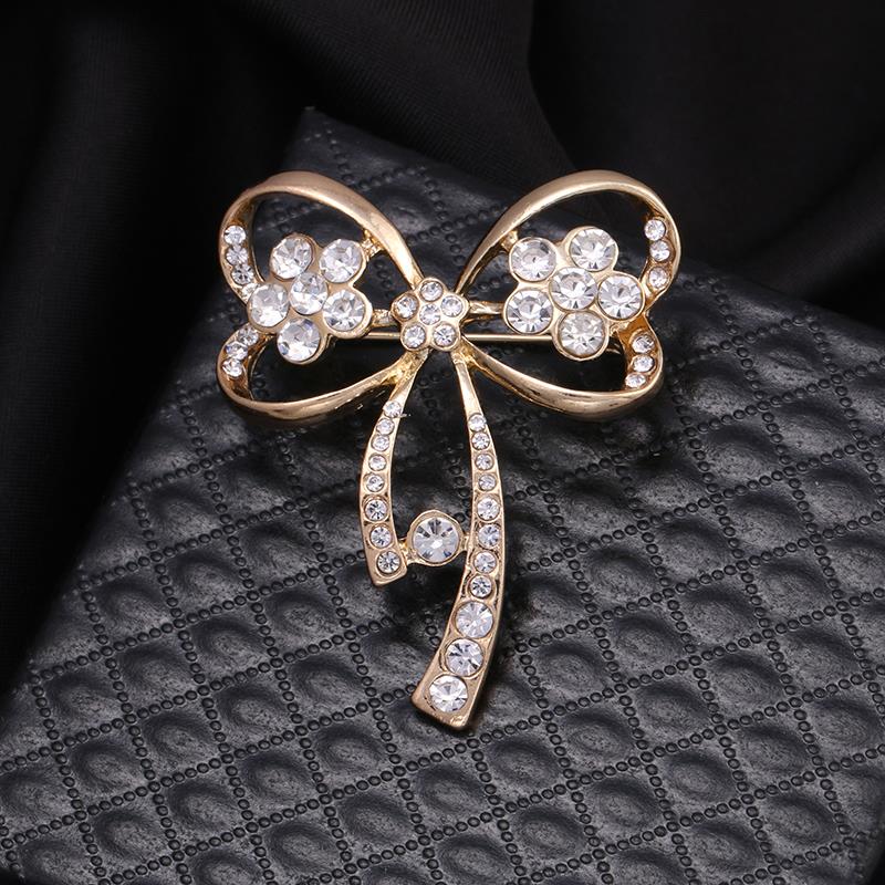 baiduqiandu Pearl & Crystal Booches Pin Charming Bow Butterfly Flower Guitar Women Wedding Bouquet Clothing Dress Accessories: 9142 Gold