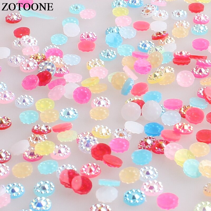 ZOTOONE 1000pcs Flower Stones Flatback Glue on Resin Rhinestone Crystals colorful Nail Rhinestones for Clothing Strass Applique: 6mm