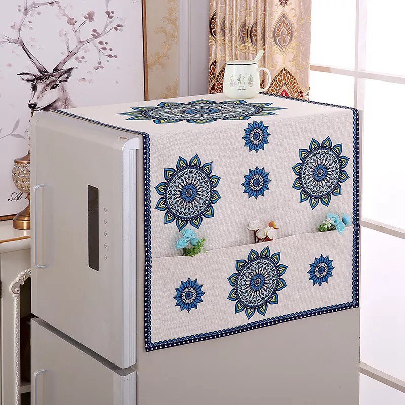 Retro bomuld linned køleskab arrangør enkelt dobbelt dør køleskab dæksel vaskemaskine støv dække køkken husholdningsartikler